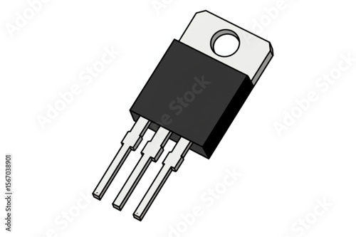 Precise depiction of a transistor, suitable for electronics diagrams, schematics, and educational materials related to circuit design.