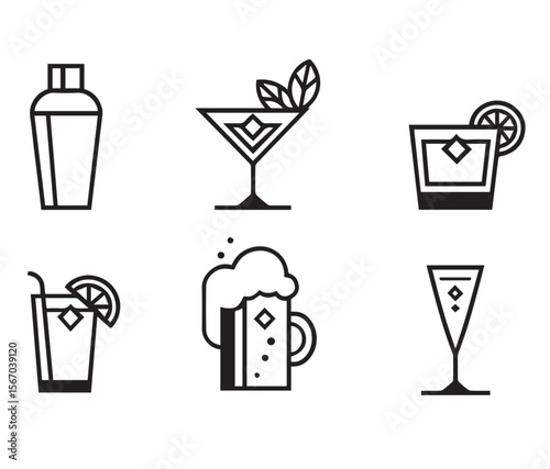 The Ultimate Cocktails, Beer & Home Bartending vector icon set.
