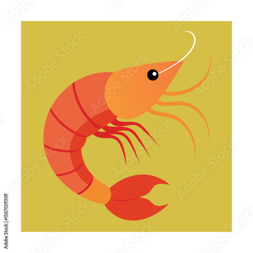 Colorful Shrimp Vector Clipart with Details