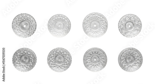 Elegant Glass Plates with Intricate Patterns Perfect for Table Settings, isolated on a transparent background