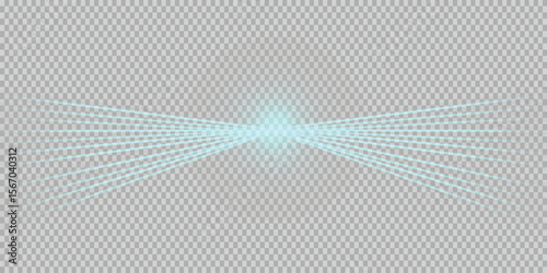 Glowing blue neon lines on transparent background. Futuristic light effect, electric energy wave, abstract glowing design. Ideal for tech, sci-fi, and digital backgrounds