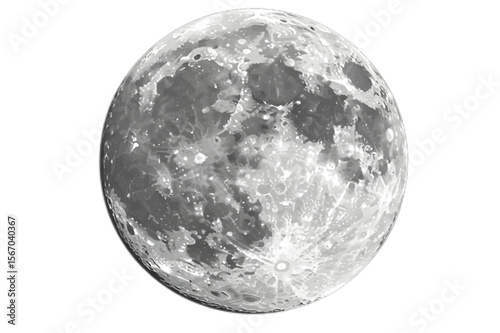 Realistic moon design element showcasing detailed craters and surface textures ideal for astronomical graphics and cosmic projects