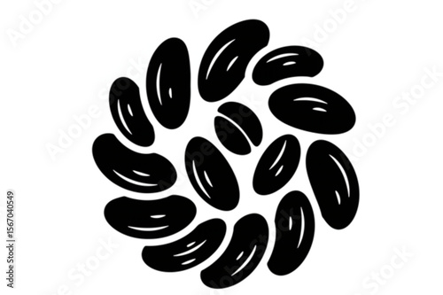 Beans pattern shows a collection of legume seeds arranged in a circular style, ideal for agriculture, food, and nutrition designs.