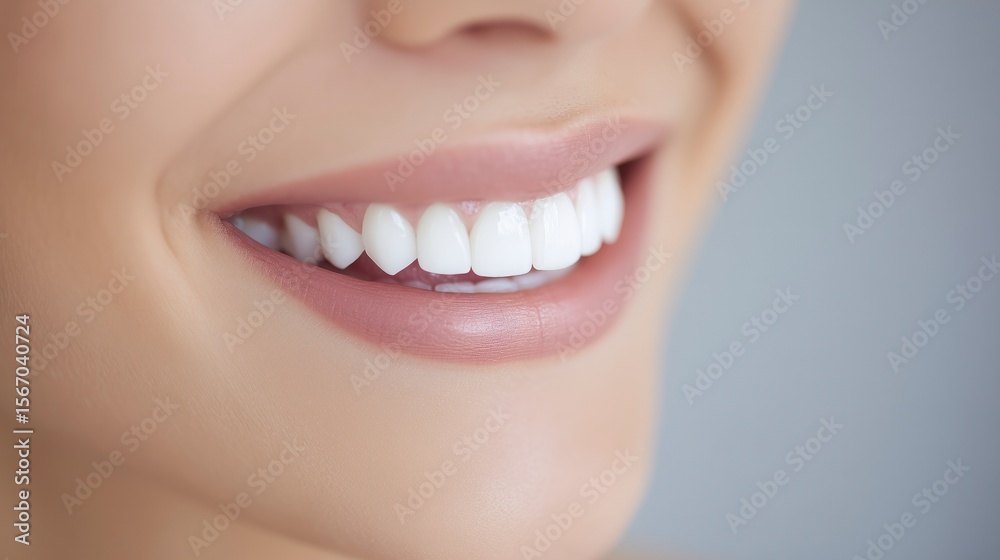 Fototapeta premium A close-up of bright, healthy white teeth with a clean and radiant smile.