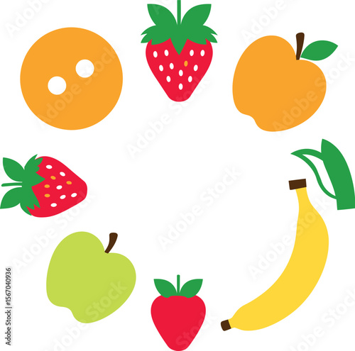 Colorful cartoon fruit set illustration  perfect for kids