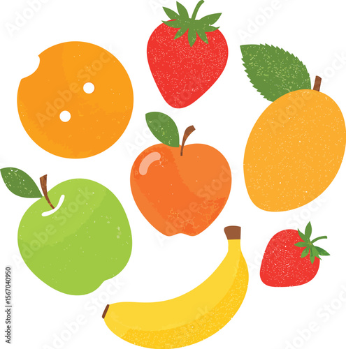 Colorful set of fruits illustration graphic design