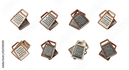 Versatile Assorted Graters for Efficient Kitchen Use and Culinary Preparation in Home Cooking, isolated on a transparent background