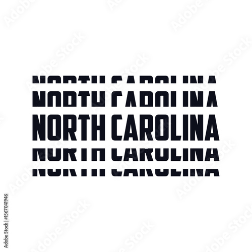 North Carolina. Hand drawn USA state name silhouette on white background. Modern typography for t shirt prints, posters, stickers, cards, souvenirs. Vector vintage illustration.