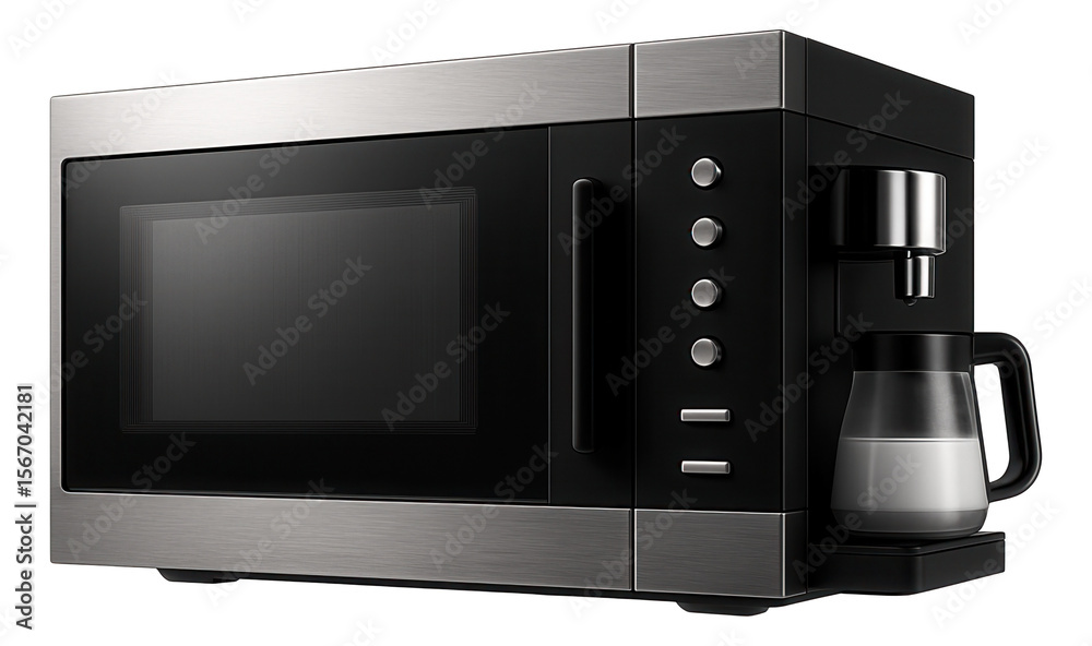 Fototapeta premium A microwave with a built-in coffee maker, ideal for a multifunctional kitchen space.