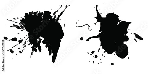 detailed ink splats Hyperrealistic Highly Detailed Isolated On Transparent Background . Black ink splatter on white background, abstract and chaotic.