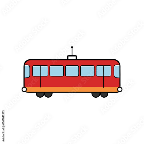 Street Tram Colorful Vector Graphic on White