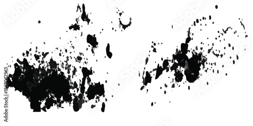 Patterns of white paint from a brush on a black background. Paint splatter texture
