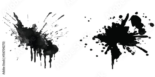 Abstract Black and White Ink Splats Creating a Grunge Effect. Transparent PNG available detailed ink splats Hyperrealistic Highly Detailed Isolated On Transparent Background	
