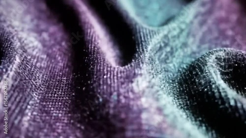 Abstract and futuristic shimmering fabric moving gracefully with iridescent colors and textures