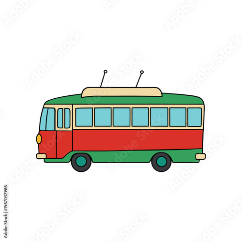 Trolleybus City Vehicle Color Vector Art
