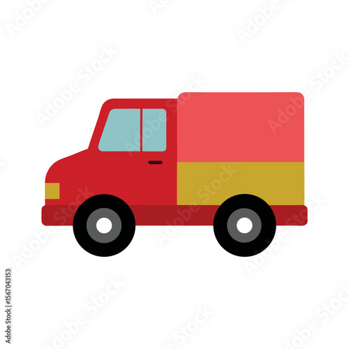 Heavy Truck Colorful Vector Isolated on White