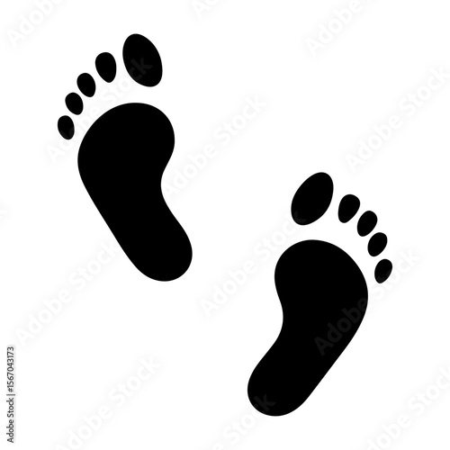 Human Footprint Silhouette Vector – Walking Steps Icon