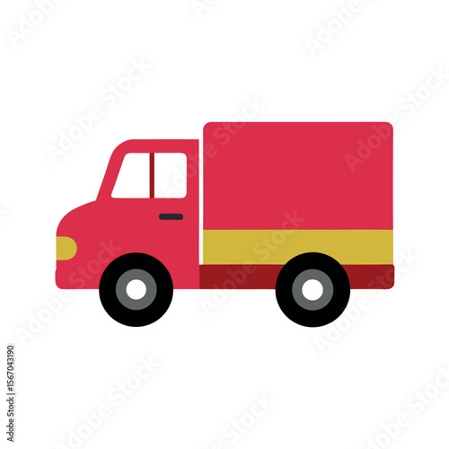 Cargo Truck Color Vector Art Illustration