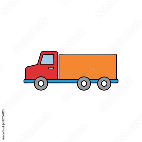 Flat Color Truck Vehicle Vector Drawing
