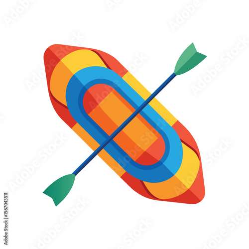 Outdoor Raft Water Sports Color Vector Artwork