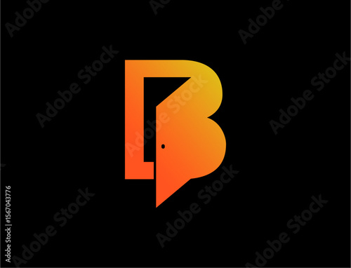 Abstract letter b logo with open door design