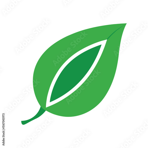 Green Leaf Ecology Icon – Nature Element Vector Symbol