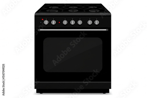 Sleek black oven design suitable for home appliance guides, cooking blogs or kitchen equipment catalogs, offering modern style.