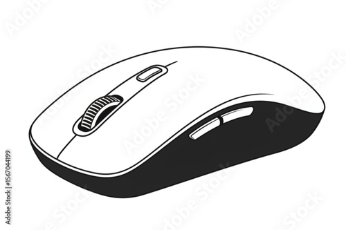 Simple computer mouse design presented in black and white, perfect for icons, tech branding, and minimalist graphic projects.