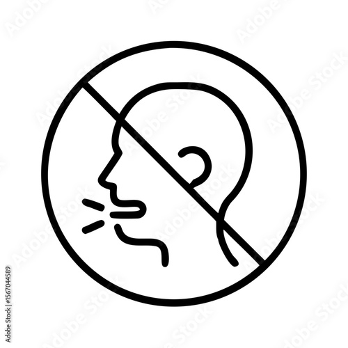 No spitting warning symbol with profile silhouette in circle  