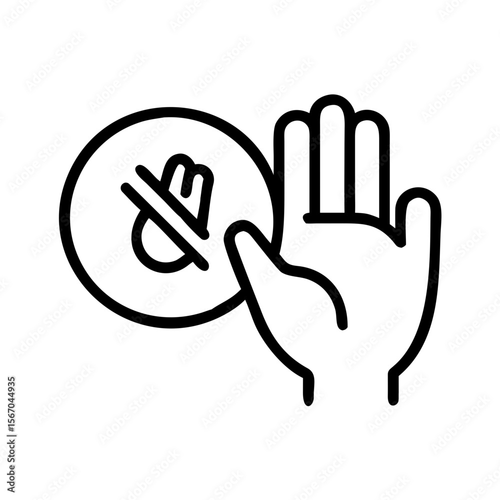 Obraz premium Hand gesture signaling 'no swearing' with prohibition symbol 