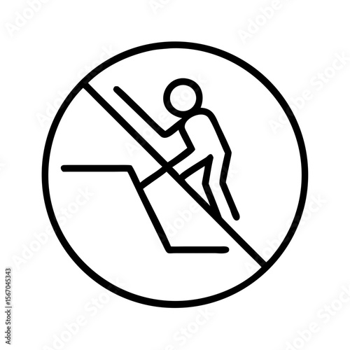 No climbing sign with illustration of person on ledge  