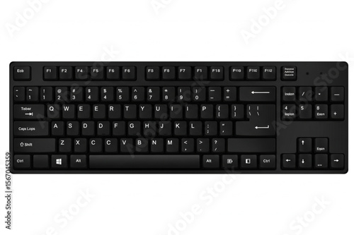 Sleek black keyboard graphic with modern design, ideal for technology themes, office setups, and scalable interface elements for presentations.