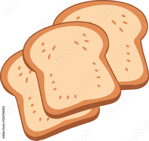 Delicious golden brown slices of bread on white background