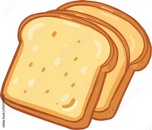 Two slices of buttery golden toast bread on white