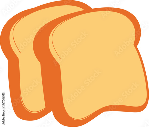 Two slices of golden brown bread on white background