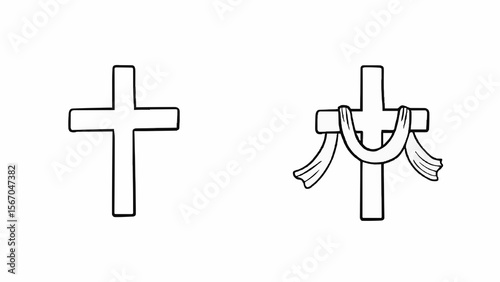Black Christian Cross Icon Vector Set