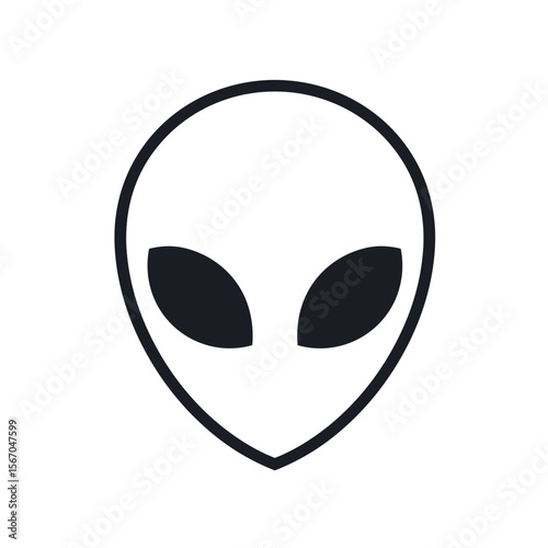 Simple alien face icon on a white background