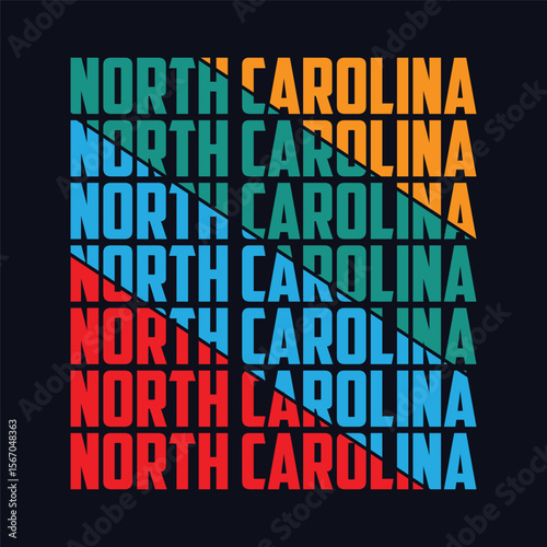 North Carolina. Hand drawn USA state name silhouette on white background. Modern typography for t shirt prints, posters, stickers, cards, souvenirs. Vector vintage illustration.