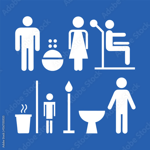 Handicap accessible restroom sign flat style