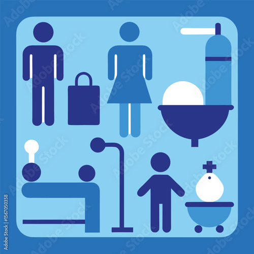 Public bathroom signage set vector illustration