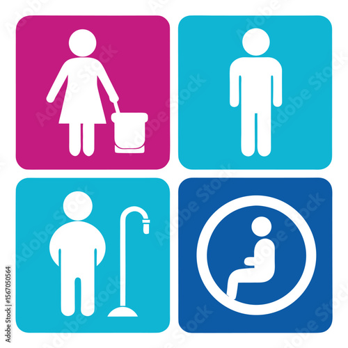 Universal bathroom signs for public areas