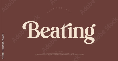 Beating alphabet font. Typography decorative elegant classic lettering serif fonts vintage retro for logo.