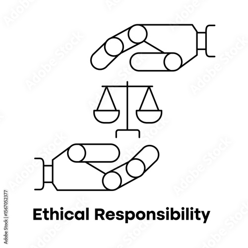 Ethical Responsibility AI Governance Fairness Integrity Oversight Icon with editable stroke