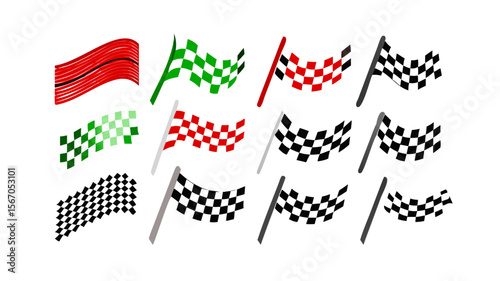 Checkered racing flags vector art for sports events and competition finish line