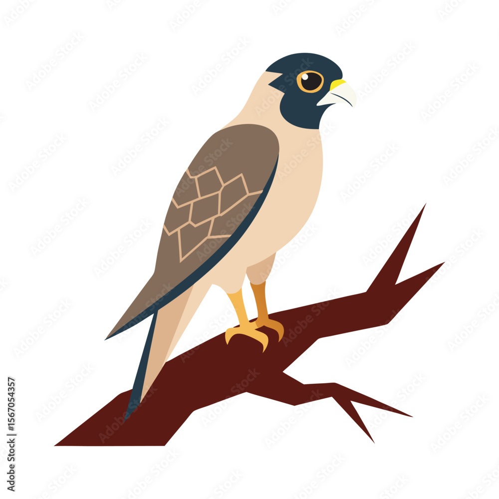 Fototapeta premium Bird Resting On Fallen Tree Branch