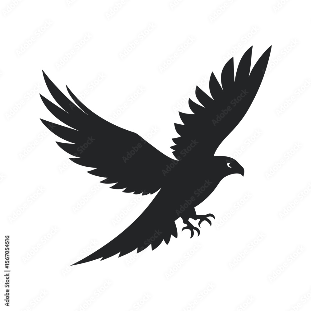 Obraz premium Wide Winged Falcon Flying Silhouette