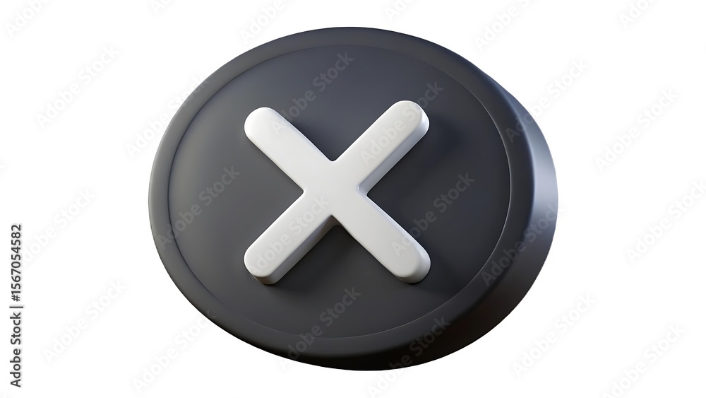 Obraz premium 3d rendered close button icon featuring a white cross inside a dark gray circle design for web user interfaces