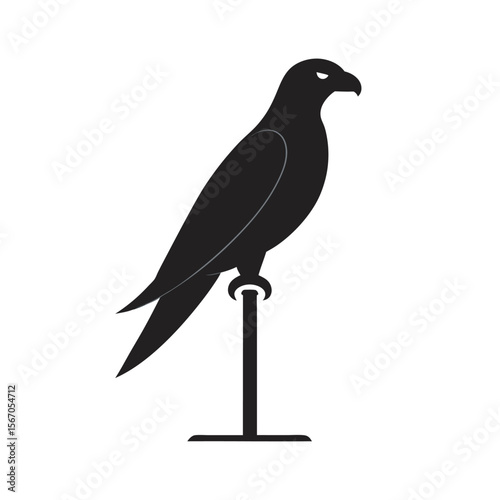 Falcon Standing On Tall Wooden Pole
