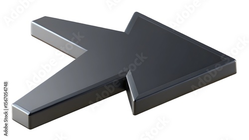 A sleek and glossy 3d arrow graphic pointing to the right direction on a clean white background showcasing forward motion.