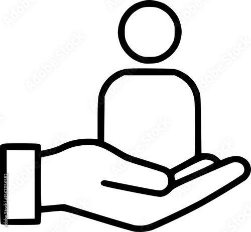 Helping Hand Support Outline Icon